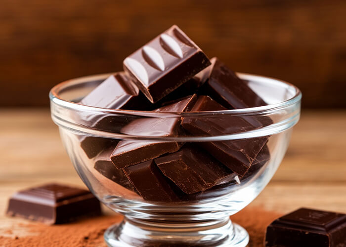 Через 10-20 минут, когда масса приобретет вид сгущенного молока, снимите с огня обе кастрюли и добавьте в массу шоколад и сахар.