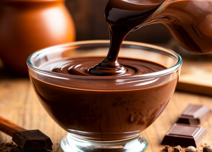 Интенсивно помешивая смесь ложкой, дождитесь, пока сладкие компоненты полностью не растворятся, и смесь не превратится в однородную массу равномерного шоколадного цвета.