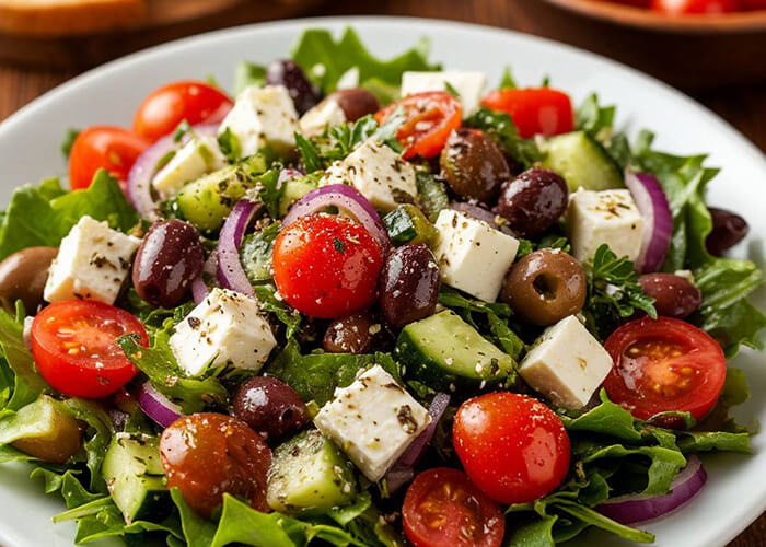 Греческий салат с сыром сиртаки: Рецепт приготовления